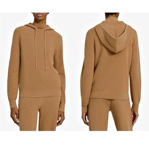 Theory Rib Knit Mock Neck Hoodie Montana Wool-Cashmere Sweater